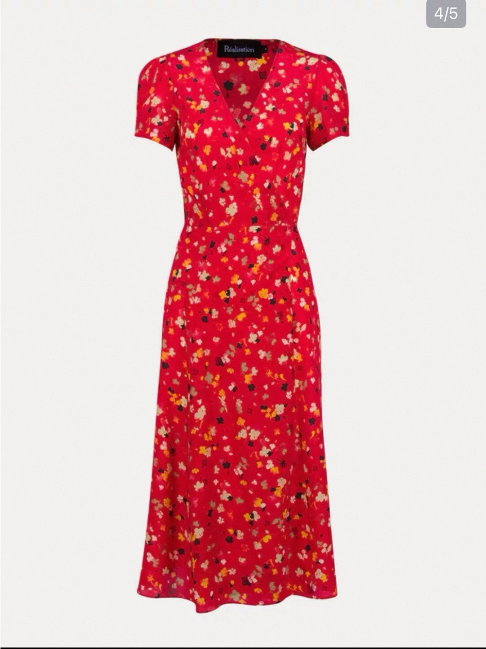 Realisation Par The Teale in Rouge Fleur 100%‎ Silk Midi Wrap Dress Size XXS NWT